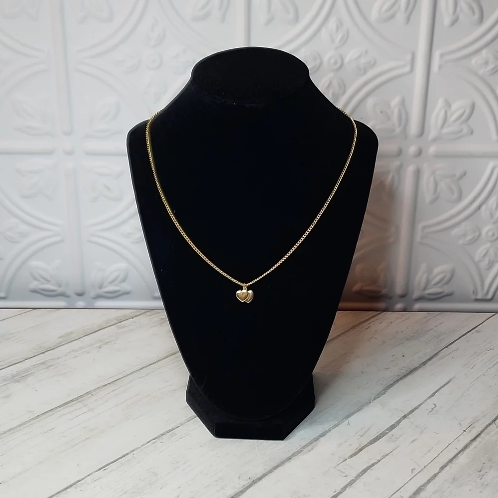 3 for $15-Dainty GoldtoneDouble Hearted Necklace - Picture 2 of 4